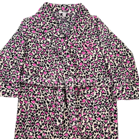 Victoria’s Secret Plush Pink Hearts Bathrobe Size XS/S - Picture 3 of 12